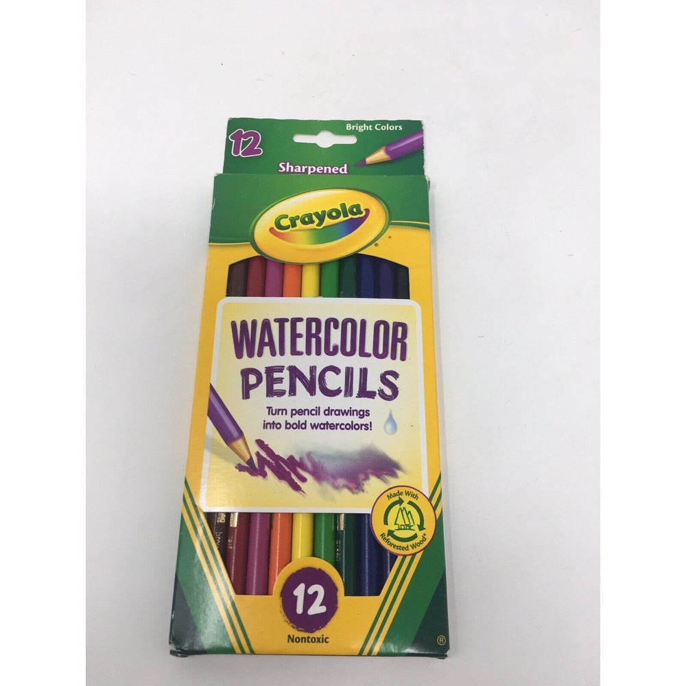 2012 Crayola 684302 Watercolor Woodcase Pencils, 3.3 Mm, 12 Assorted Colors NEW